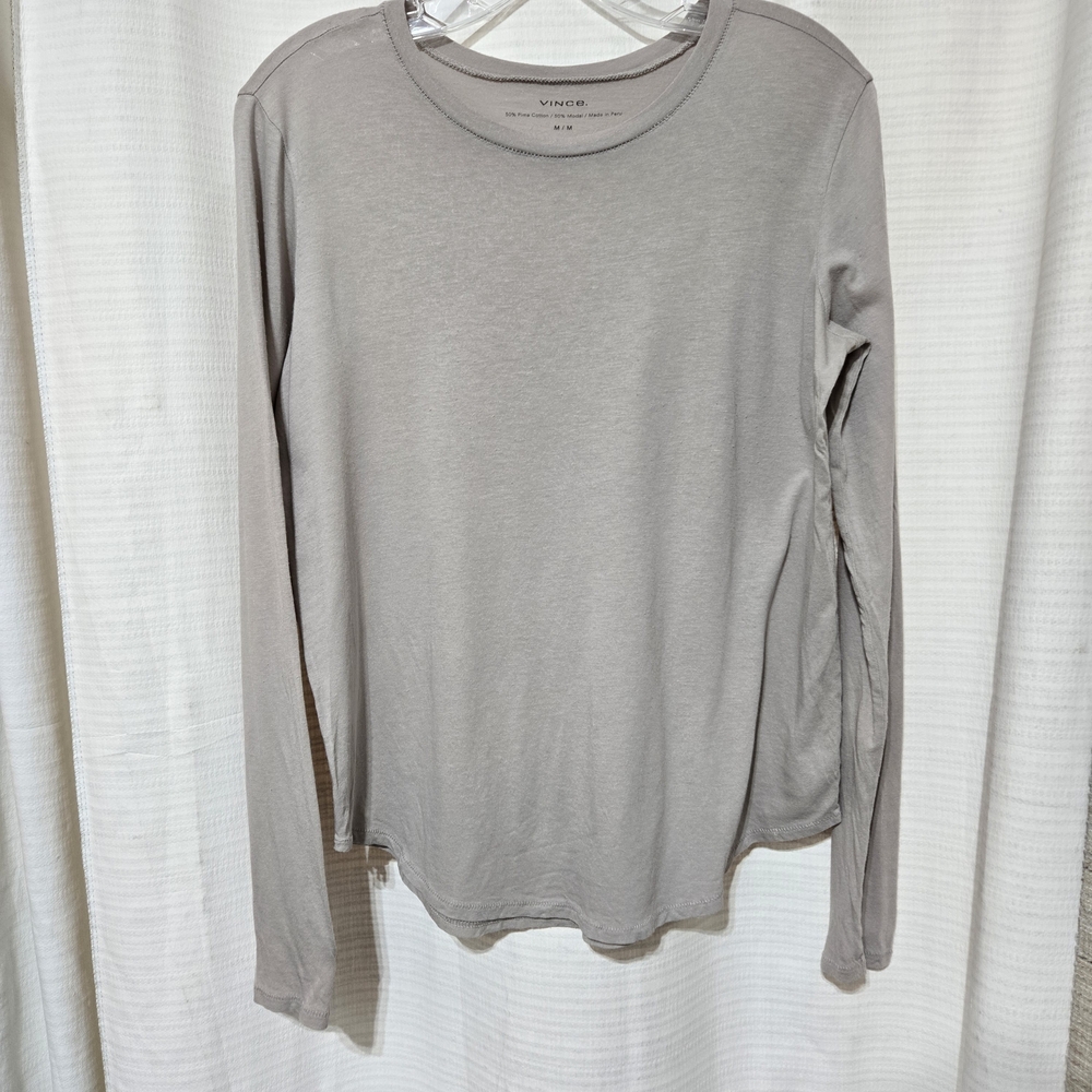 Vince Women's Gray/Beige Long Sleeve Top